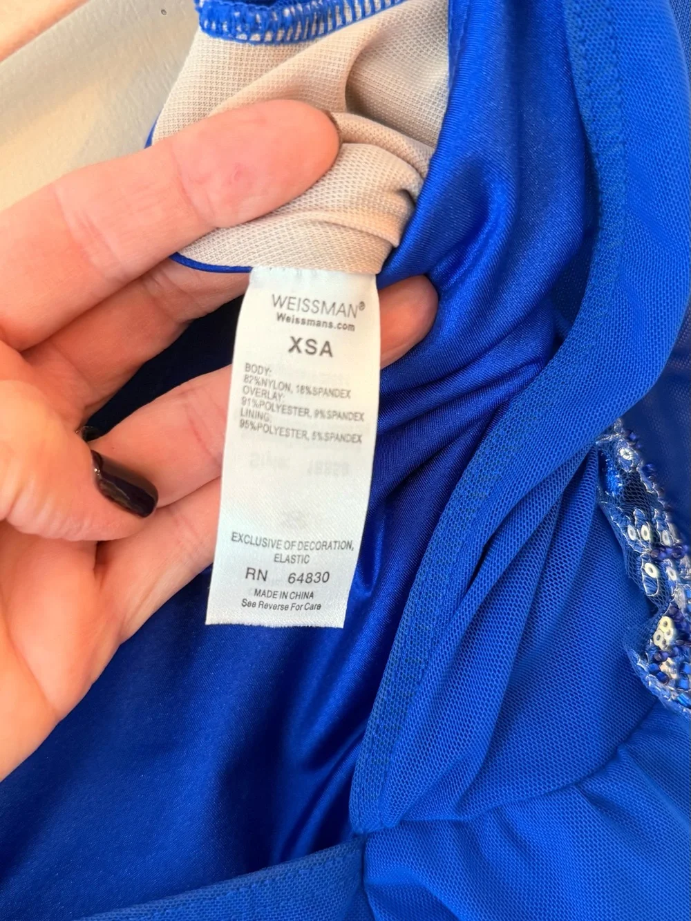 Weissman Royal Blue lyrical dance costume XSA